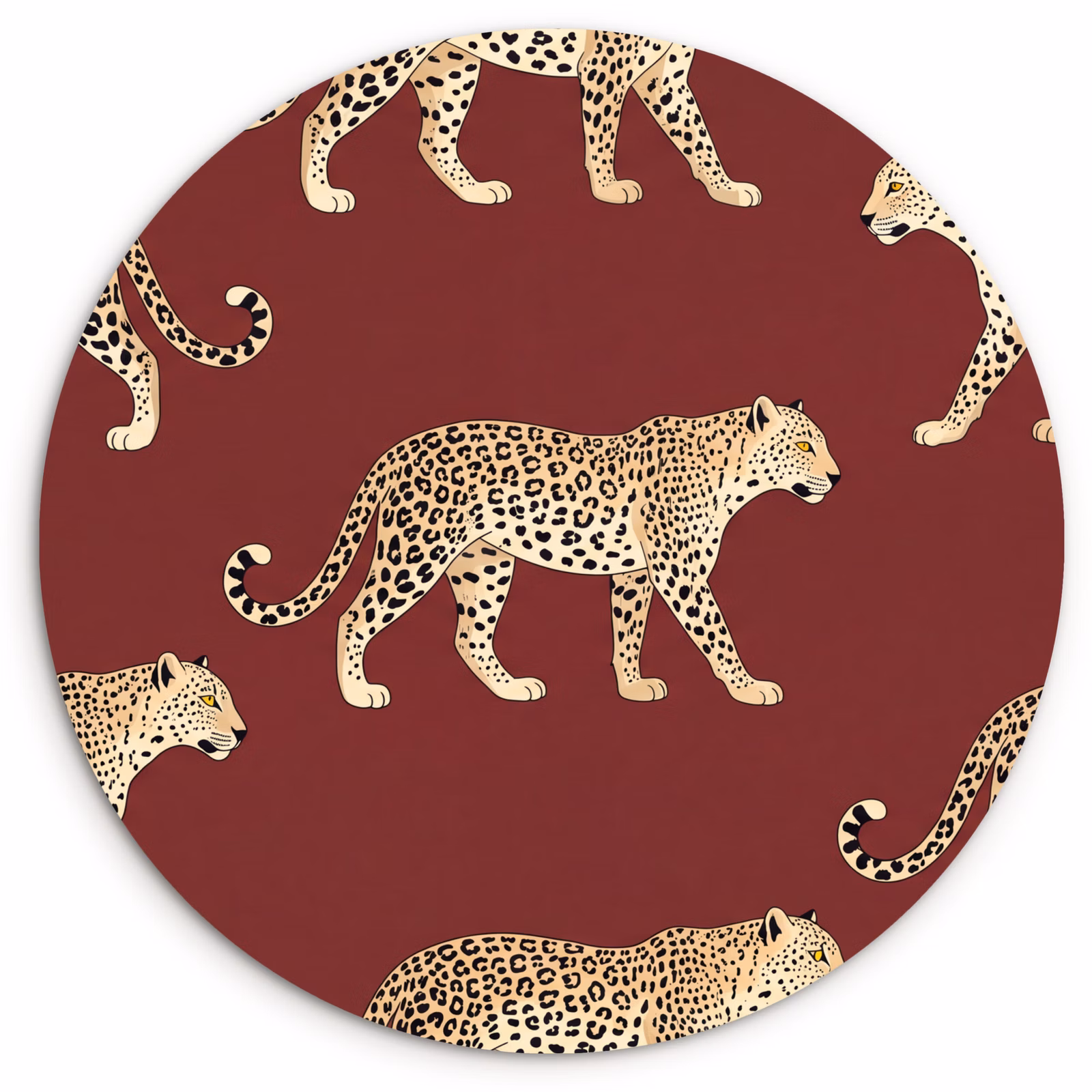 Muurcirkel - Katten - Patroon - Rood — 1