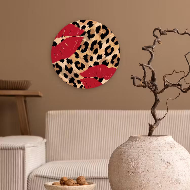 Muurcirkel - Kusafdruk - Dierenprint - Rood — 2