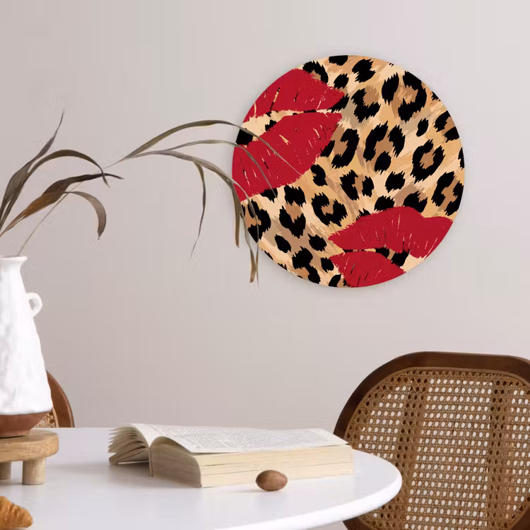 Muurcirkel - Kusafdruk - Dierenprint - Rood — 4