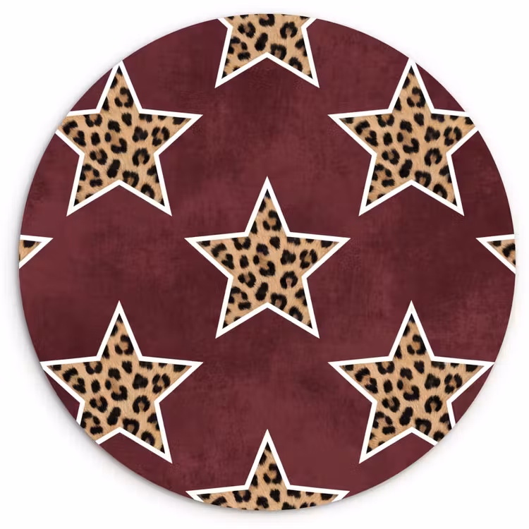 Muurcirkel - Sterren - Luipaardprint - Rood — 1