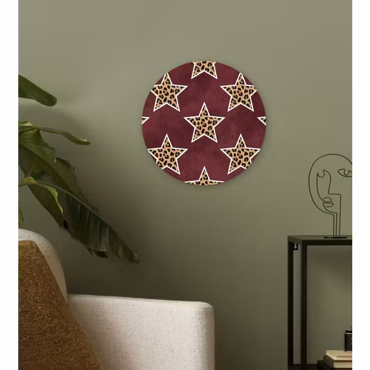 Muurcirkel - Sterren - Luipaardprint - Rood — 3