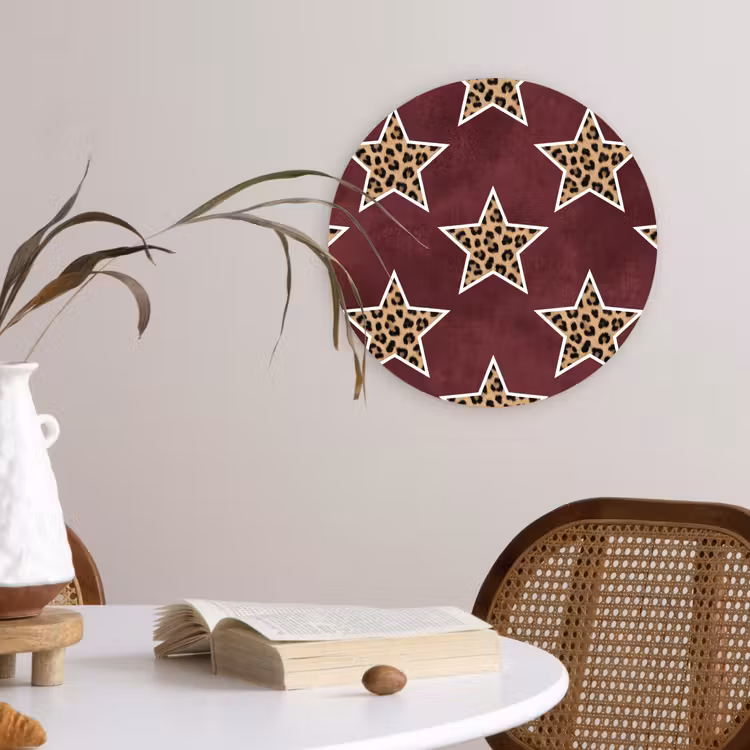 Muurcirkel - Sterren - Luipaardprint - Rood — 4