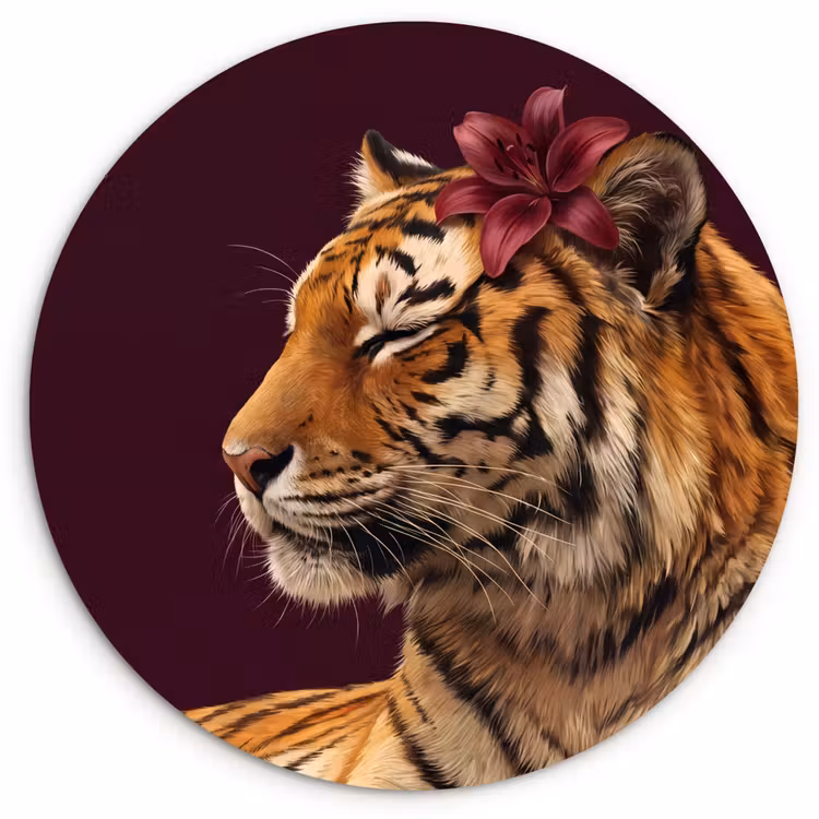 Muurcirkel - Tijger - Bloem - Dieren — 1