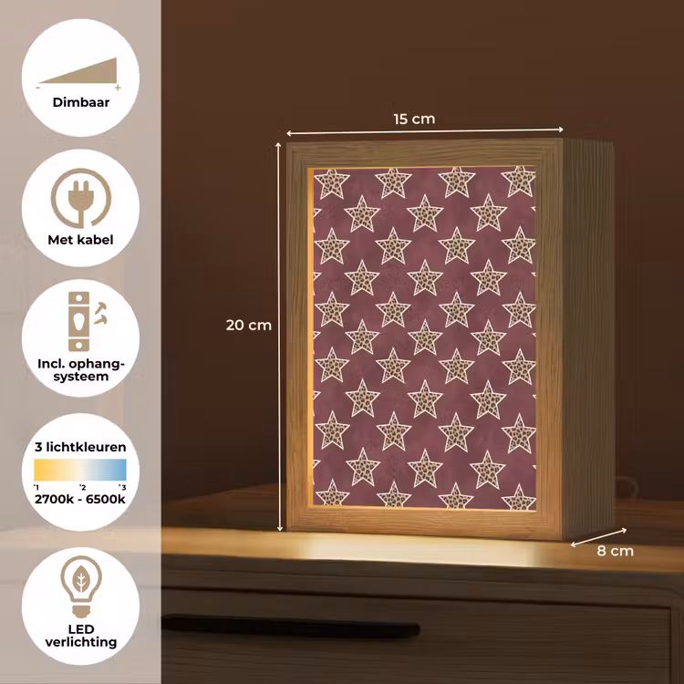 Gepersonaliseerde Lightbox - Sterren - Luipaardprint - Rood — 7