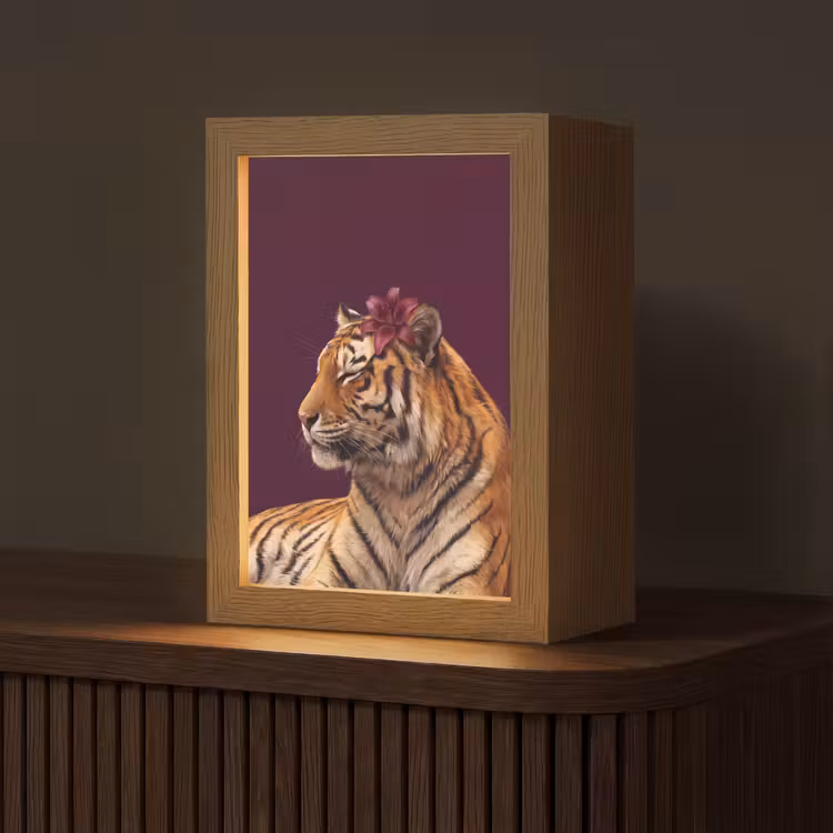Gepersonaliseerde Lightbox - Tijger - Bloem - Dieren — 1