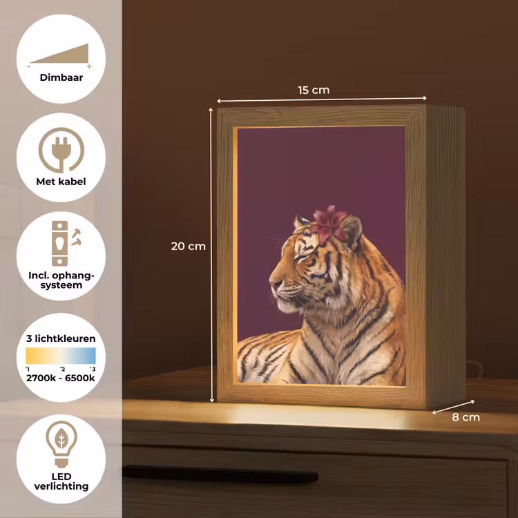 Gepersonaliseerde Lightbox - Tijger - Bloem - Dieren — 7