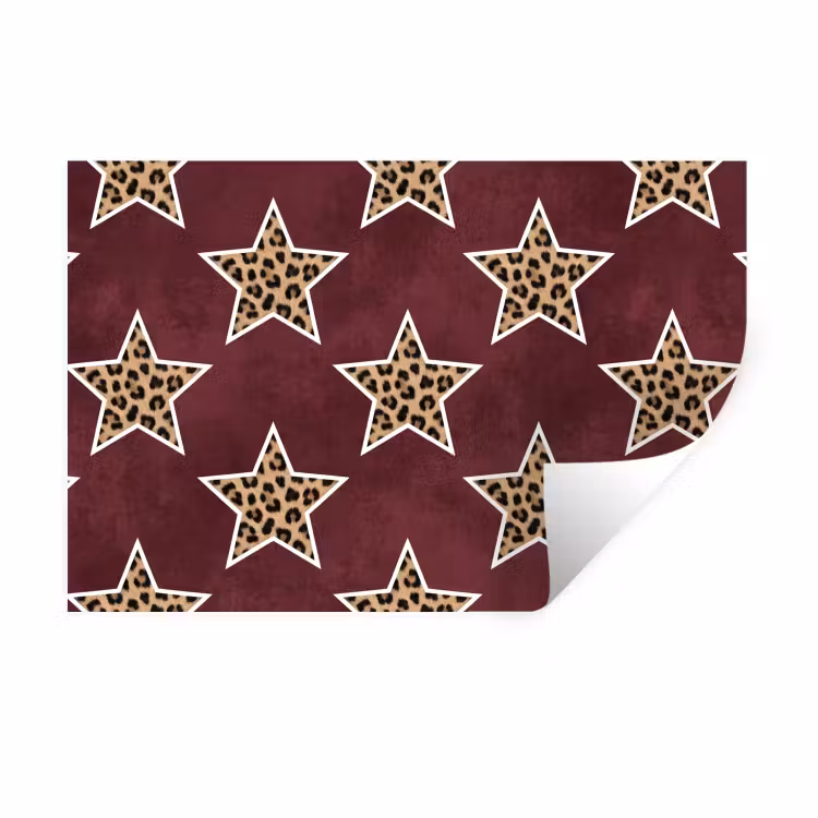 Muursticker - Sterren - Luipaardprint - Rood — 1