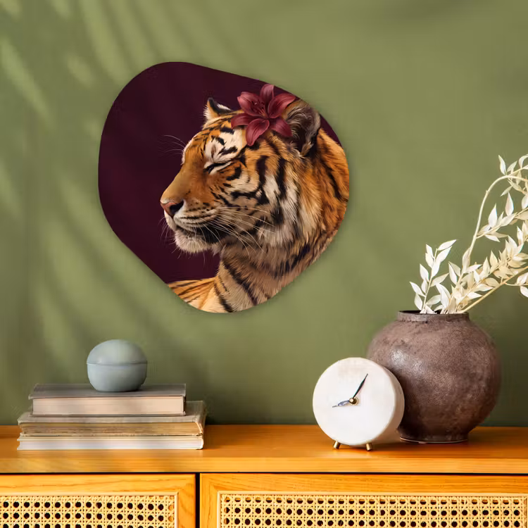 Organisch schilderij - Forex - Tijger - Bloem - Dieren — 2