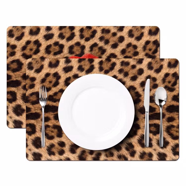 Placemat - 6 stuks - Dierenprint - Lippen - Rood — 2