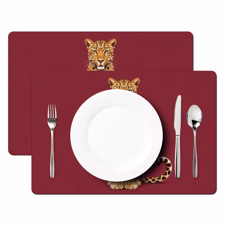 Placemat - 6 stuks - Kat - Dieren - Rood — 2