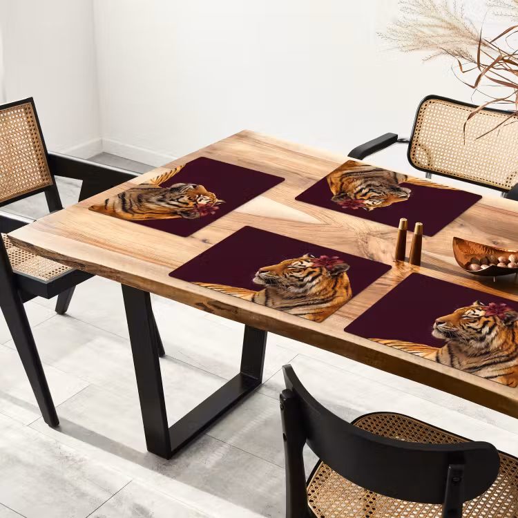 Placemat - 6 stuks - Tijger - Bloem - Dieren — 3