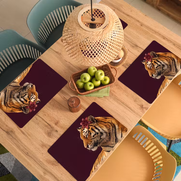 Placemat - 6 stuks - Tijger - Bloem - Dieren — 4