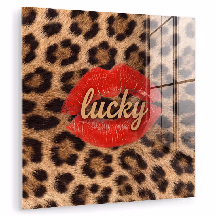 Glas schilderij - Dierenprint - Lippen - Rood — 1