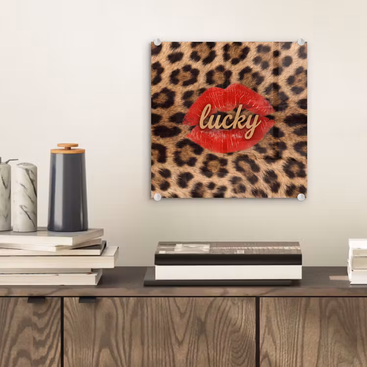 Glas schilderij - Dierenprint - Lippen - Rood — 2