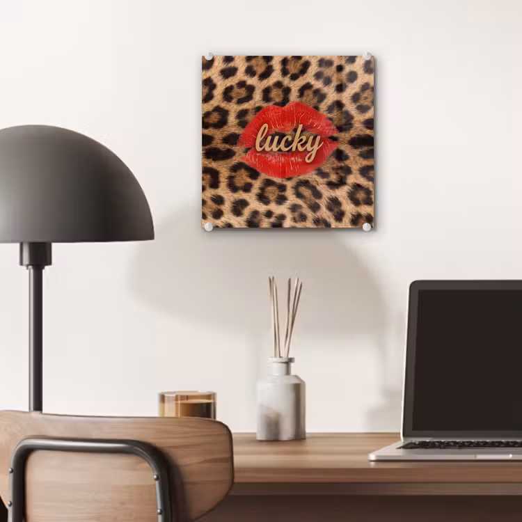 Glas schilderij - Dierenprint - Lippen - Rood — 7