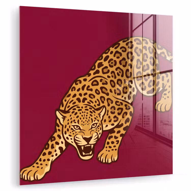 Glas schilderij - Kat - Aanvallend - Dieren — 1