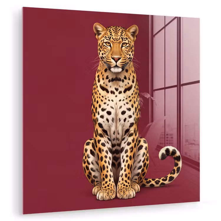 Glas schilderij - Kat - Dieren - Rood — 1