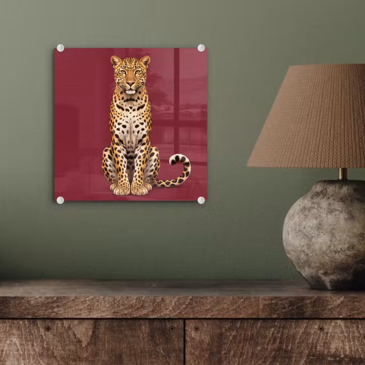 Glas schilderij - Kat - Dieren - Rood — 4