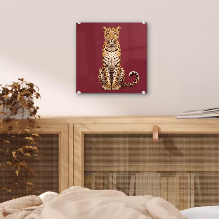 Glas schilderij - Kat - Dieren - Rood — 5