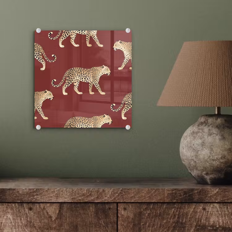 Glas schilderij - Katten - Patroon - Rood — 4