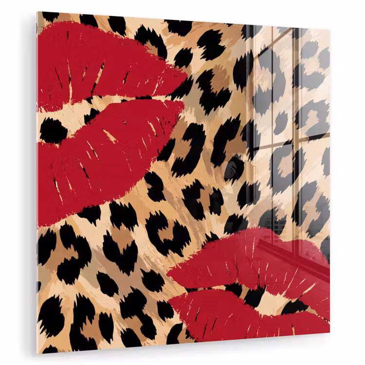 Glas schilderij - Kusafdruk - Dierenprint - Rood — 1