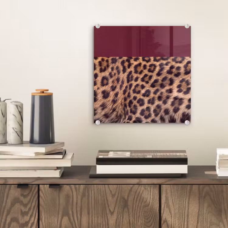 Glas schilderij - Vacht - Patroon - Bordeaux — 2