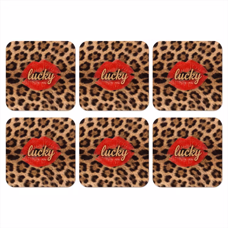 Onderzetter - Dierenprint - Lippen - Rood — 1