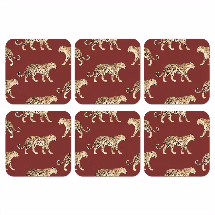 Onderzetter​ - Katten - Patroon - Rood — 1