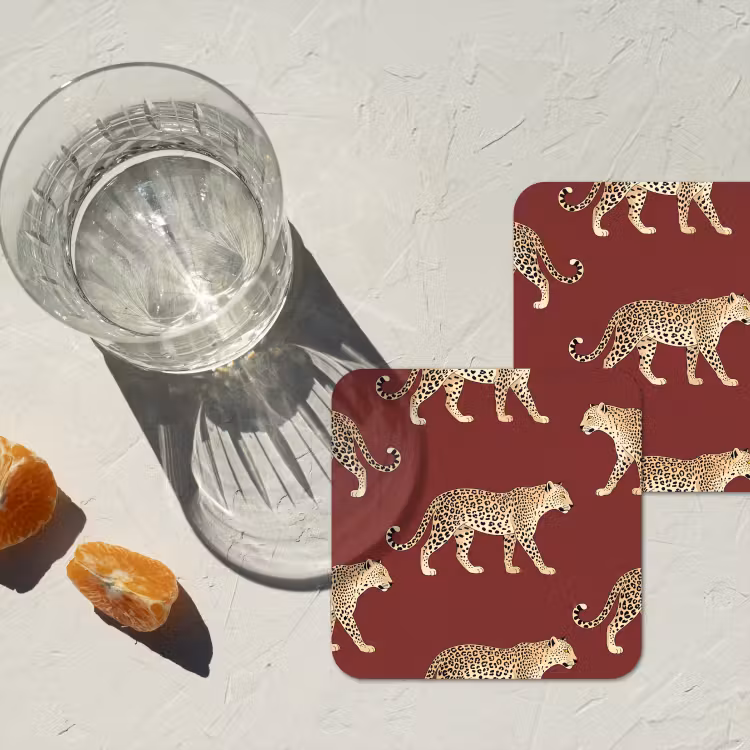 Onderzetter​ - Katten - Patroon - Rood — 2