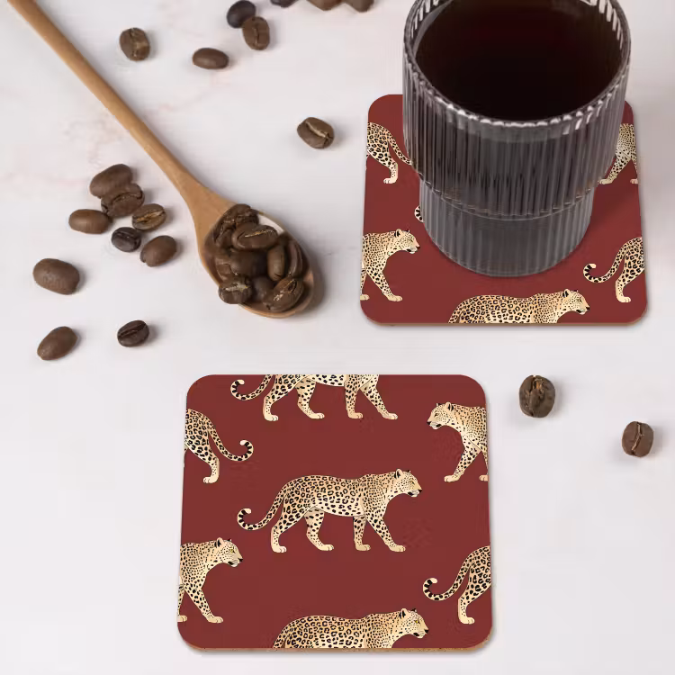 Onderzetter​ - Katten - Patroon - Rood — 4