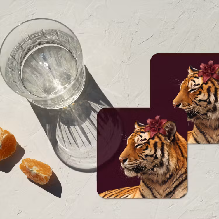 Onderzetter - Tijger - Bloem - Dieren — 2