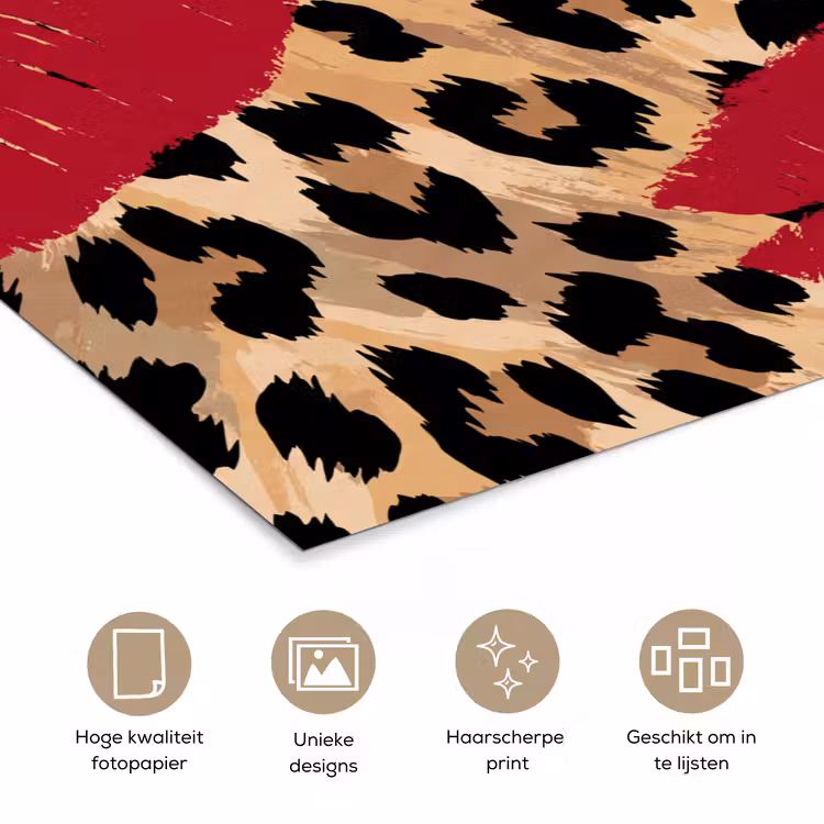 Poster - Kusafdruk - Dierenprint - Rood — 5
