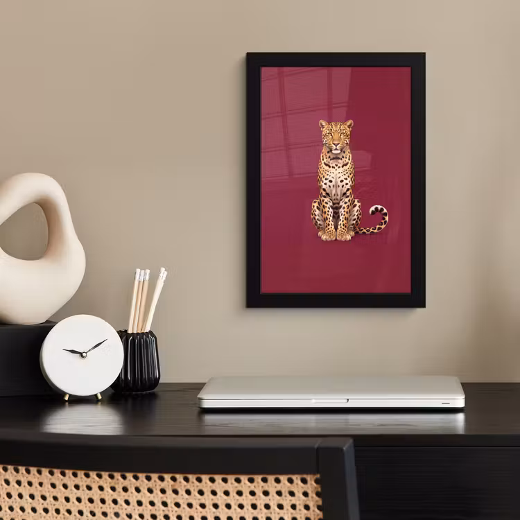 Poster met lijst - Kat - Dieren - Rood — 2