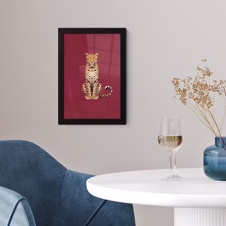 Poster met lijst - Kat - Dieren - Rood — 4