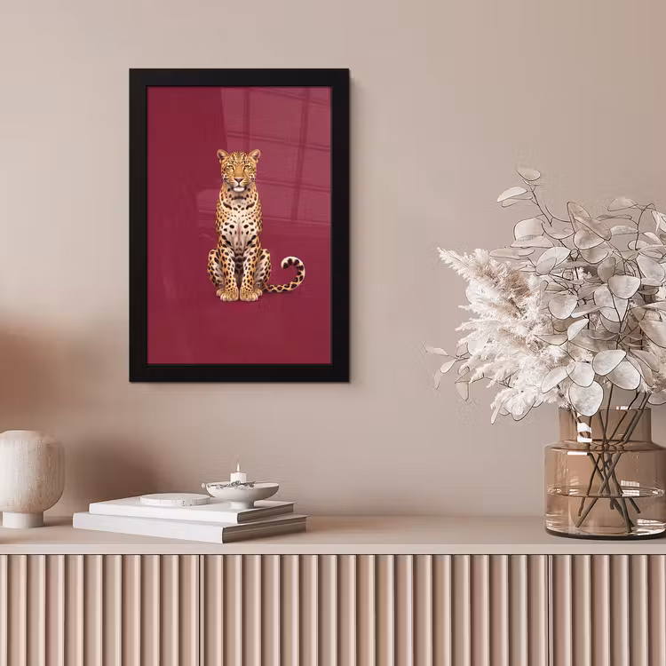 Poster met lijst - Kat - Dieren - Rood — 5