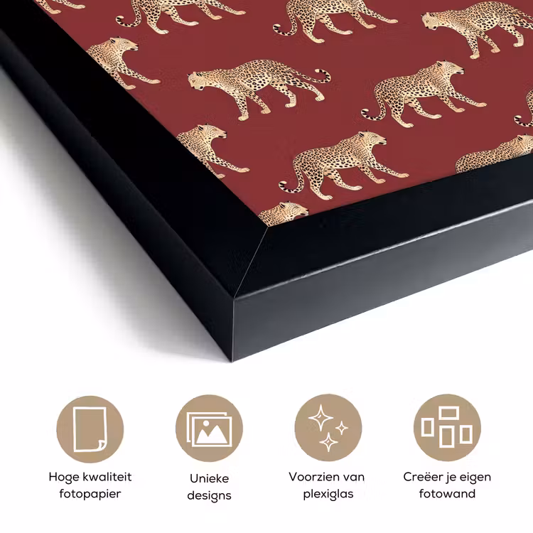 Poster met lijst - Katten - Patroon - Rood — 6