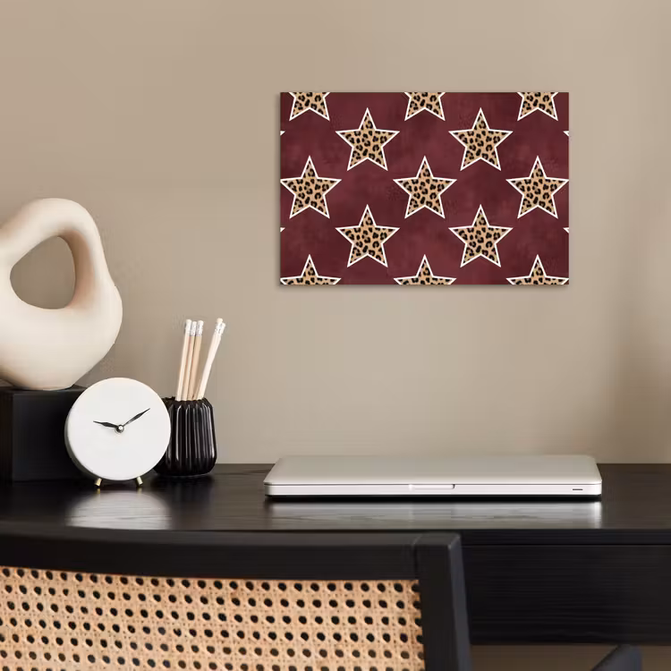Poster - Sterren - Luipaardprint - Rood — 2