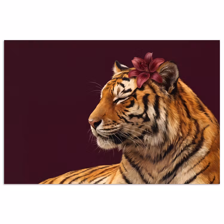 Poster - Tijger - Bloem - Dieren — 1