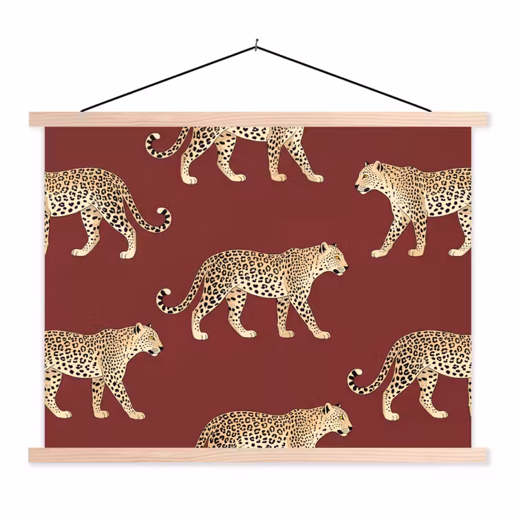 Schoolplaat - Katten - Patroon - Rood — 1