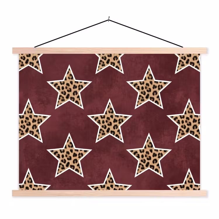 Schoolplaat - Sterren - Luipaardprint - Rood — 1
