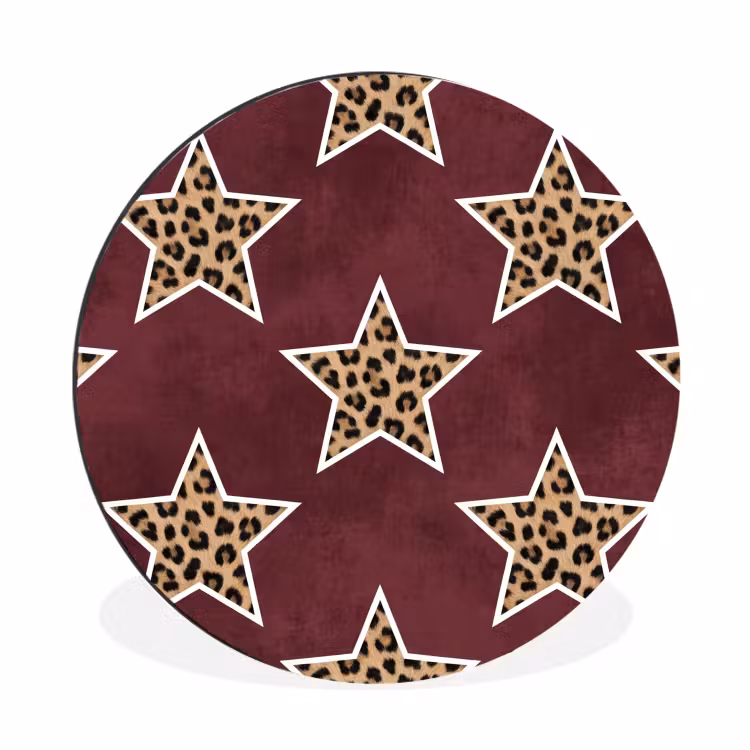 Wandcirkel - Aluminium - Sterren - Luipaardprint - Rood — 1