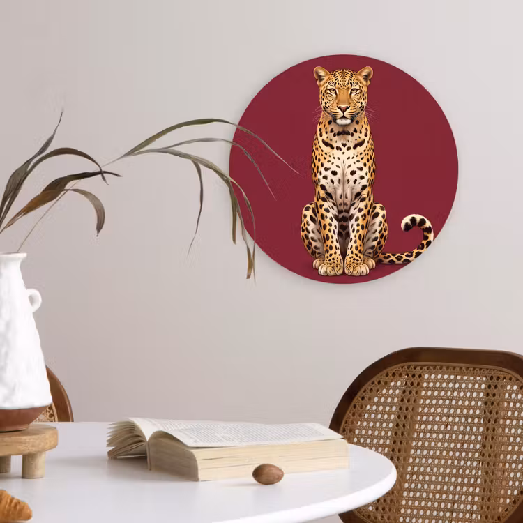 Wandcirkel - Glas - Kat - Dieren - Rood — 4