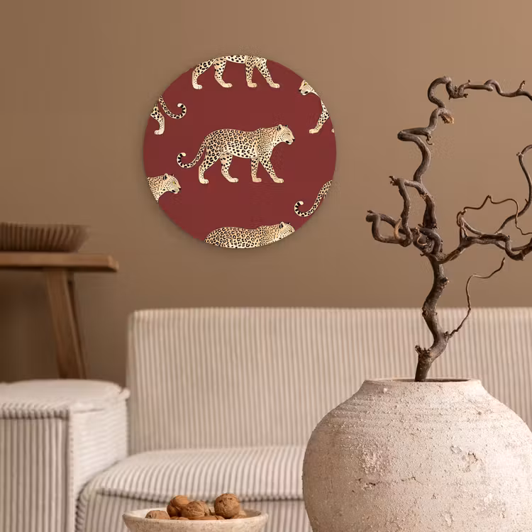 Wandcirkel - Glas - Katten - Patroon - Rood — 2