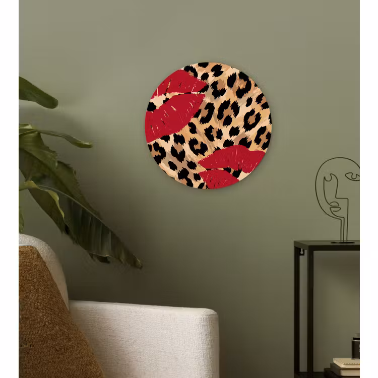 Wandcirkel - Glas - Kusafdruk - Dierenprint - Rood — 3