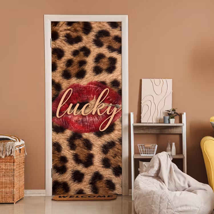 Deursticker - Dierenprint - Lippen - Rood — 2