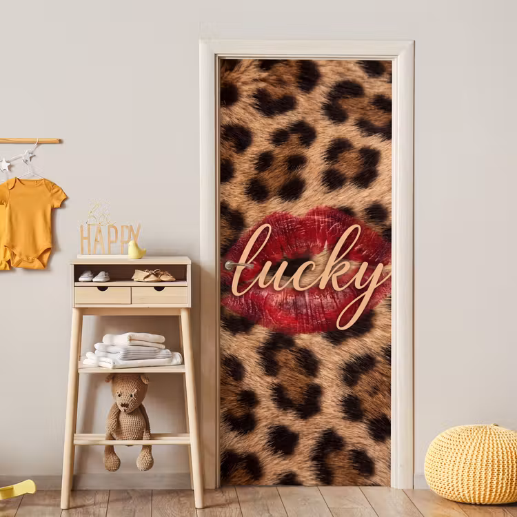 Deursticker - Dierenprint - Lippen - Rood — 6