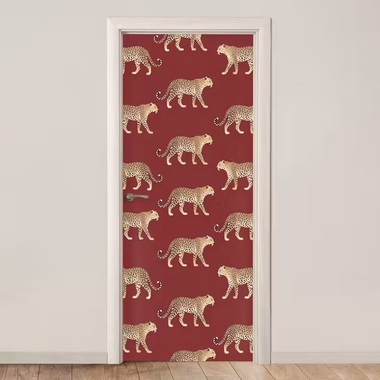 Deursticker - Katten - Patroon - Rood — 1