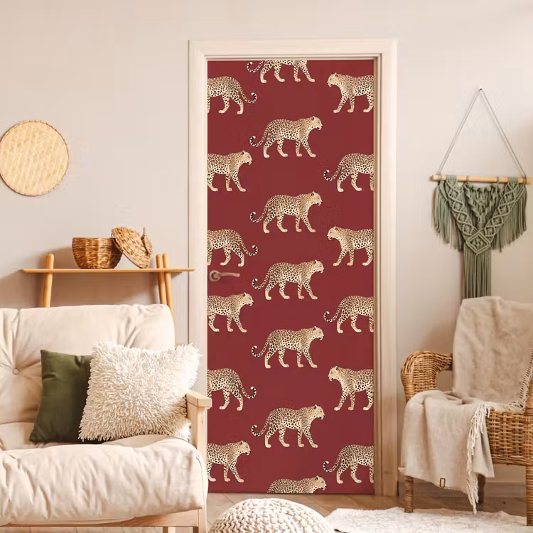 Deursticker - Katten - Patroon - Rood — 4