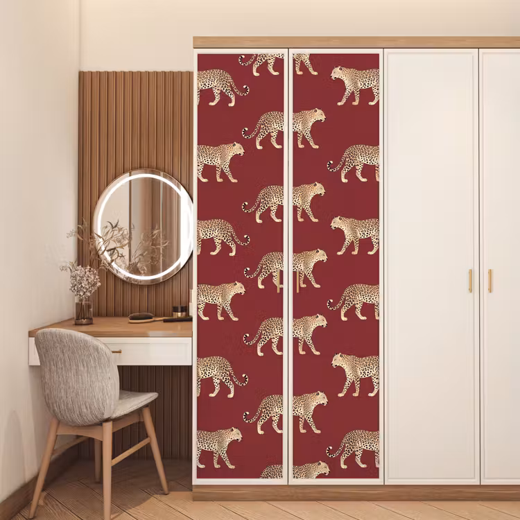 Deursticker - Katten - Patroon - Rood — 5