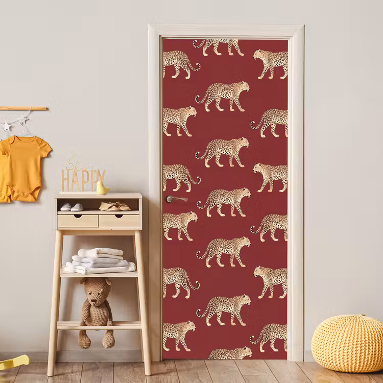 Deursticker - Katten - Patroon - Rood — 6